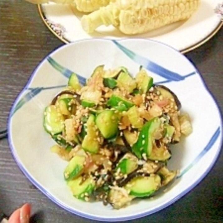 野菜不足に！簡単きゅうりとナスのサラダ